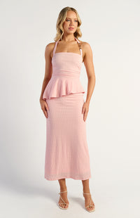 Suyee Halter Top & Skirt Set - Pale Pink
