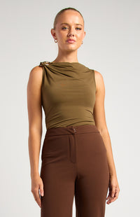 Emari Jersey Top - Dark Olive