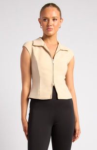 Kimlee Zipper Top - Beige