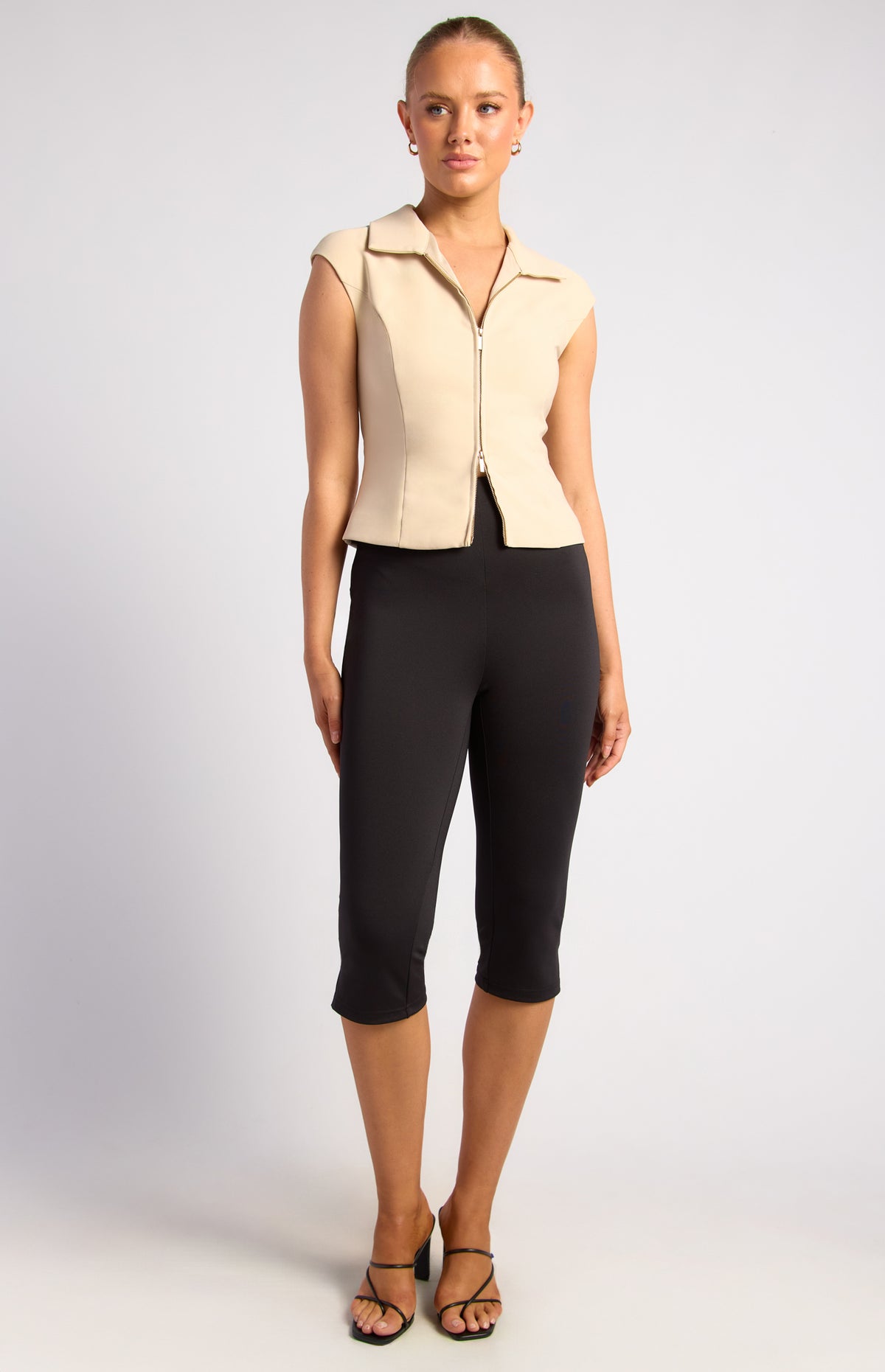 Kimlee Zipper Top - Beige