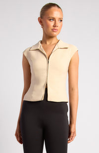 Kimlee Zipper Top - Beige