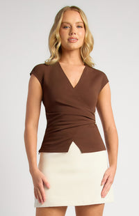 Daria Short Sleeve Top - Espresso