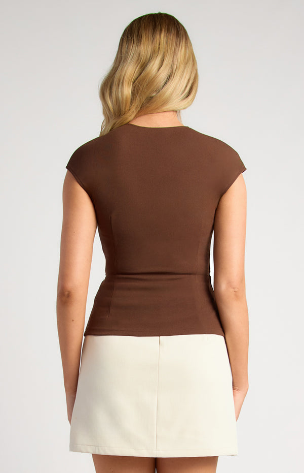 Daria Short Sleeve Top - Espresso