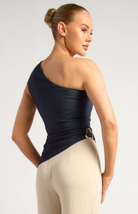 Tamzin One Shoulder Top - Denim Blue
