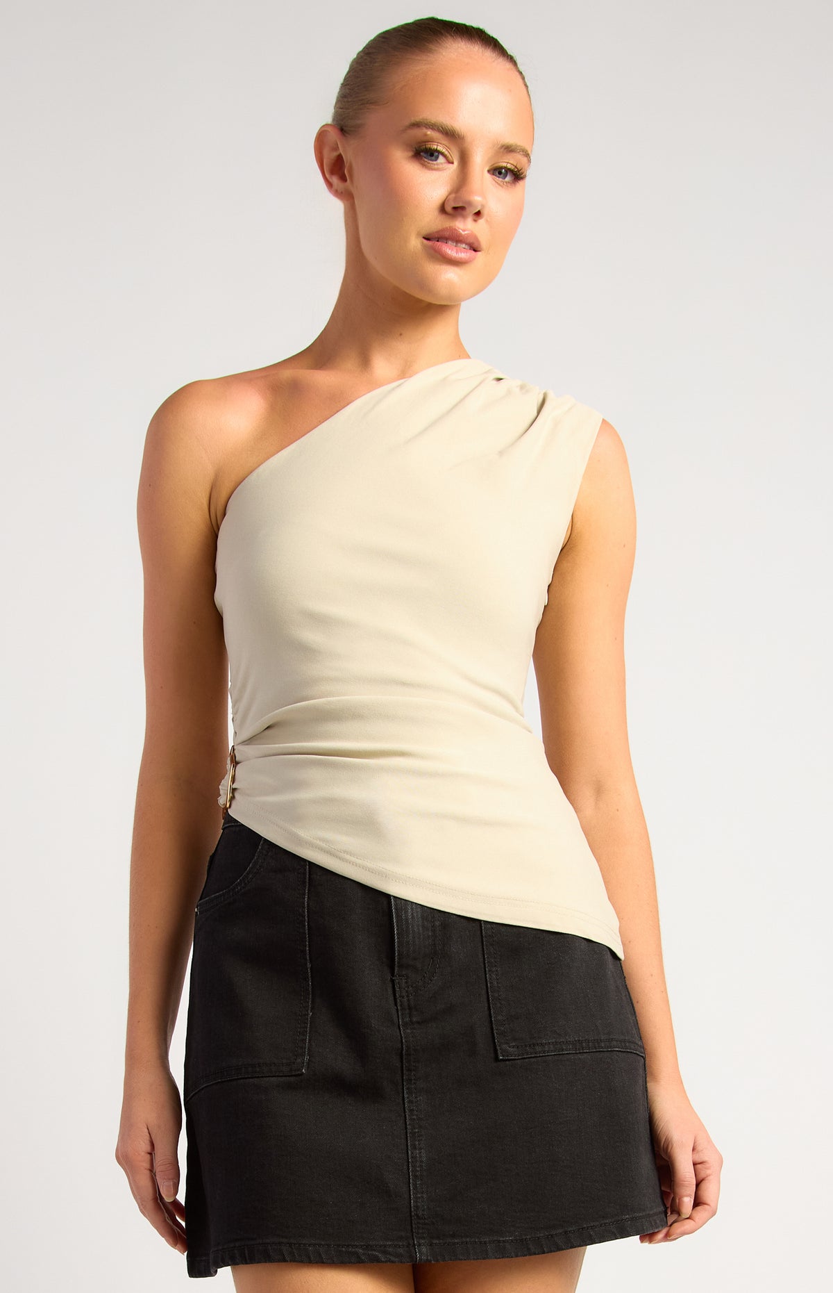 Tamzin One Shoulder Top - Stone