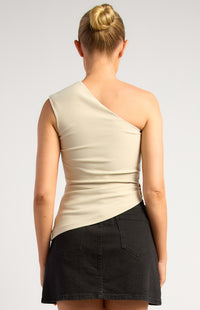 Tamzin One Shoulder Top - Stone
