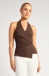 Ambre Halter Top - Chocolate