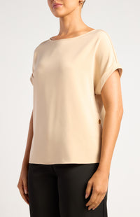 Jed Side Split Sateen Top - Latte