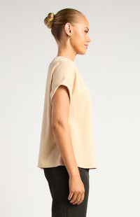 Jed Side Split Sateen Top - Latte