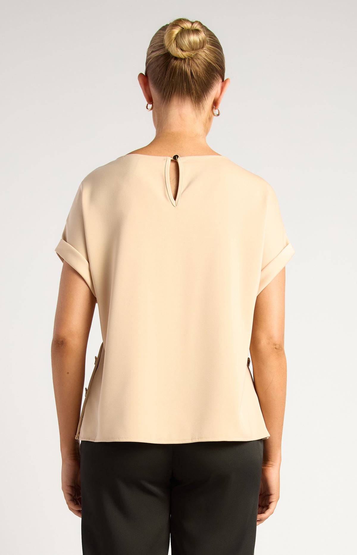 Jed Side Split Sateen Top - Latte