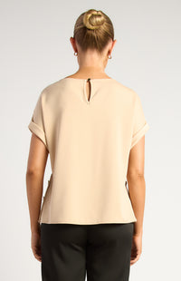 Jed Side Split Sateen Top - Latte