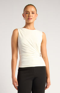 Noah Sleeveless Top - White