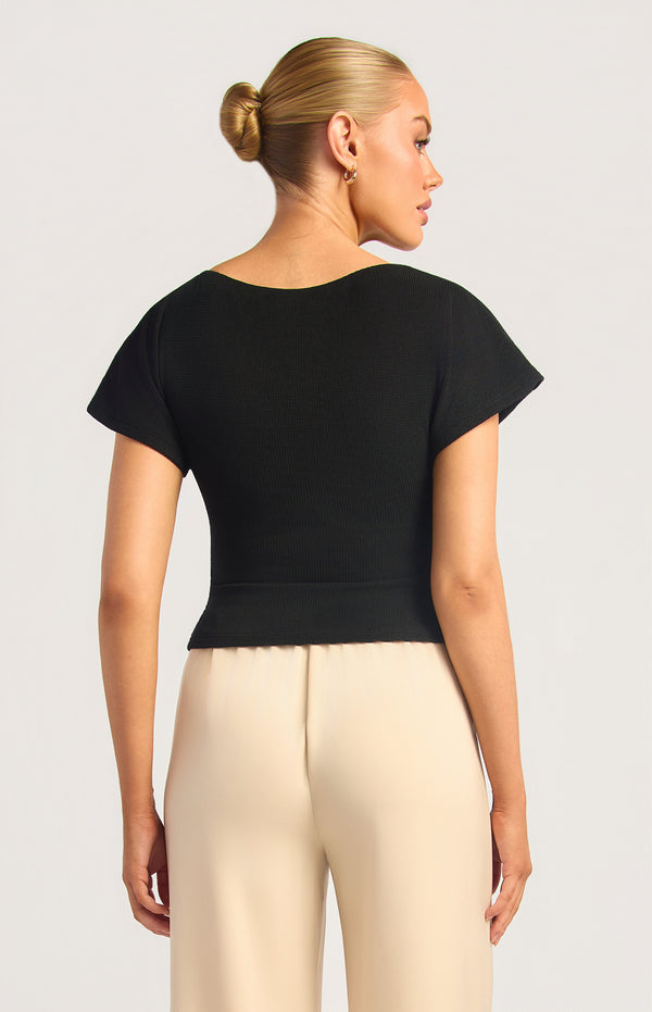 Asplie Short Sleeve Top - Black