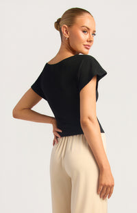 Asplie Short Sleeve Top - Black