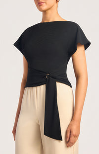 Asplie Short Sleeve Top - Black