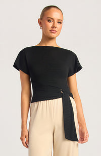 Asplie Short Sleeve Top - Black