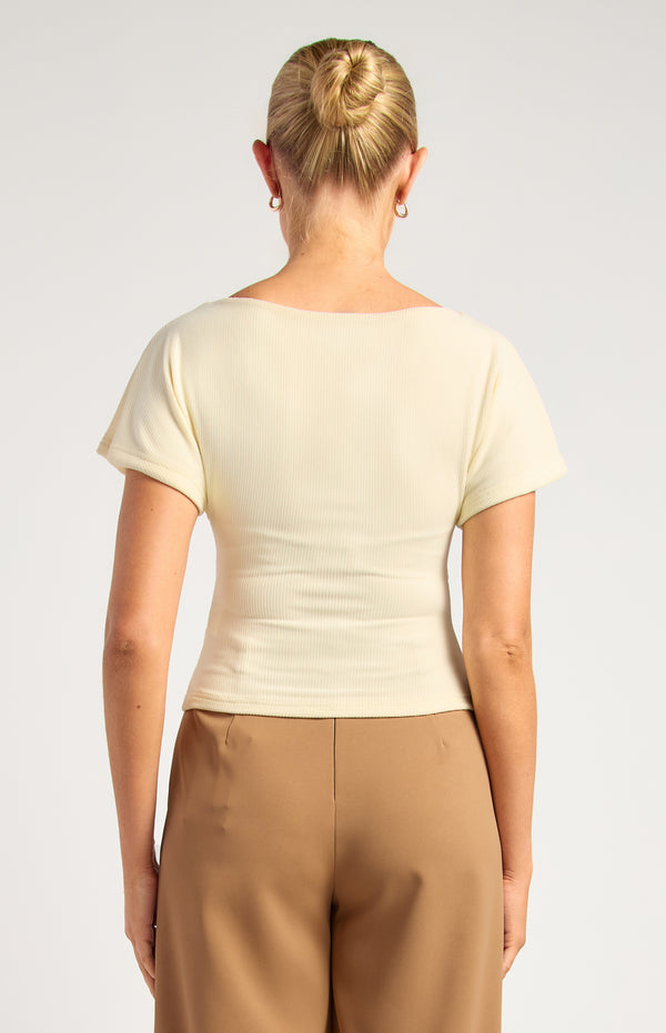Asplie Short Sleeve Top - White