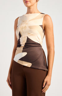 Como Short Sleeve Floral Top - Espresso