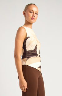 Como Short Sleeve Floral Top - Espresso