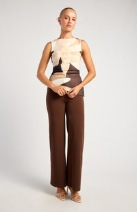 Como Short Sleeve Floral Top - Espresso