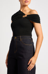 Thelma Off-Shoulder Top - Black