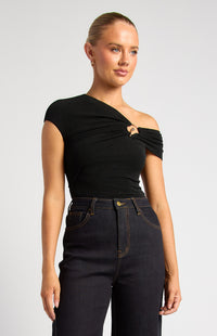 Thelma Off-Shoulder Top - Black