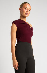Thelma Off-Shoulder Top - Merlot