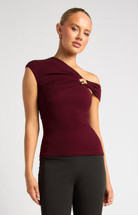 Thelma Off-Shoulder Top - Merlot