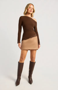 Ravio Off-Shoulder Top - Chocolate