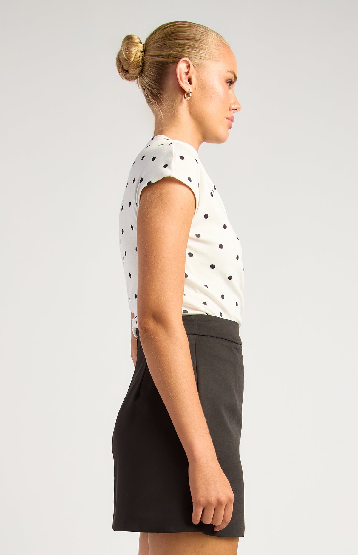 Davine Polkadot Ruched Top - White