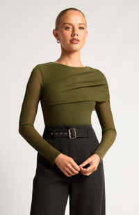 Linnea Long Sleeve Bodysuit - Dark Olive