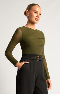 Linnea Long Sleeve Bodysuit - Dark Olive