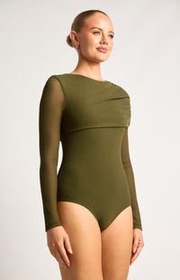 Linnea Long Sleeve Bodysuit - Dark Olive