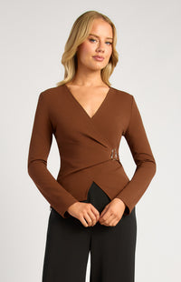 Morgane Long Sleeve Top - Espresso