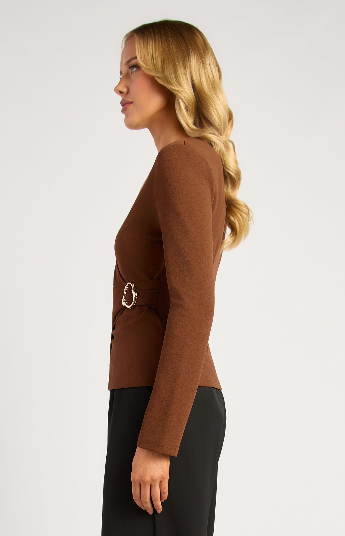 Morgane Long Sleeve Top - Espresso