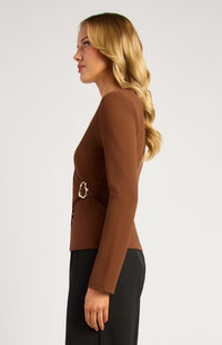 Morgane Long Sleeve Top - Espresso