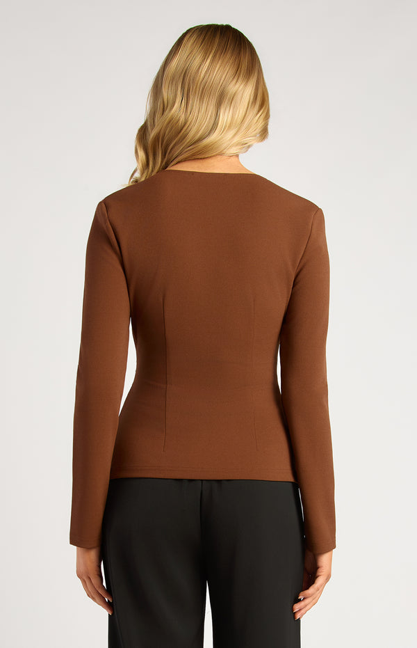 Morgane Long Sleeve Top - Espresso