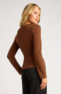 Morgane Long Sleeve Top - Espresso