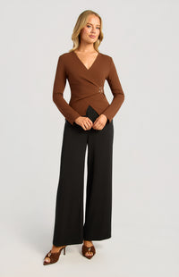 Morgane Long Sleeve Top - Espresso