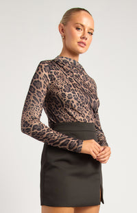 Jordin Long Sleeve Top - Leopard