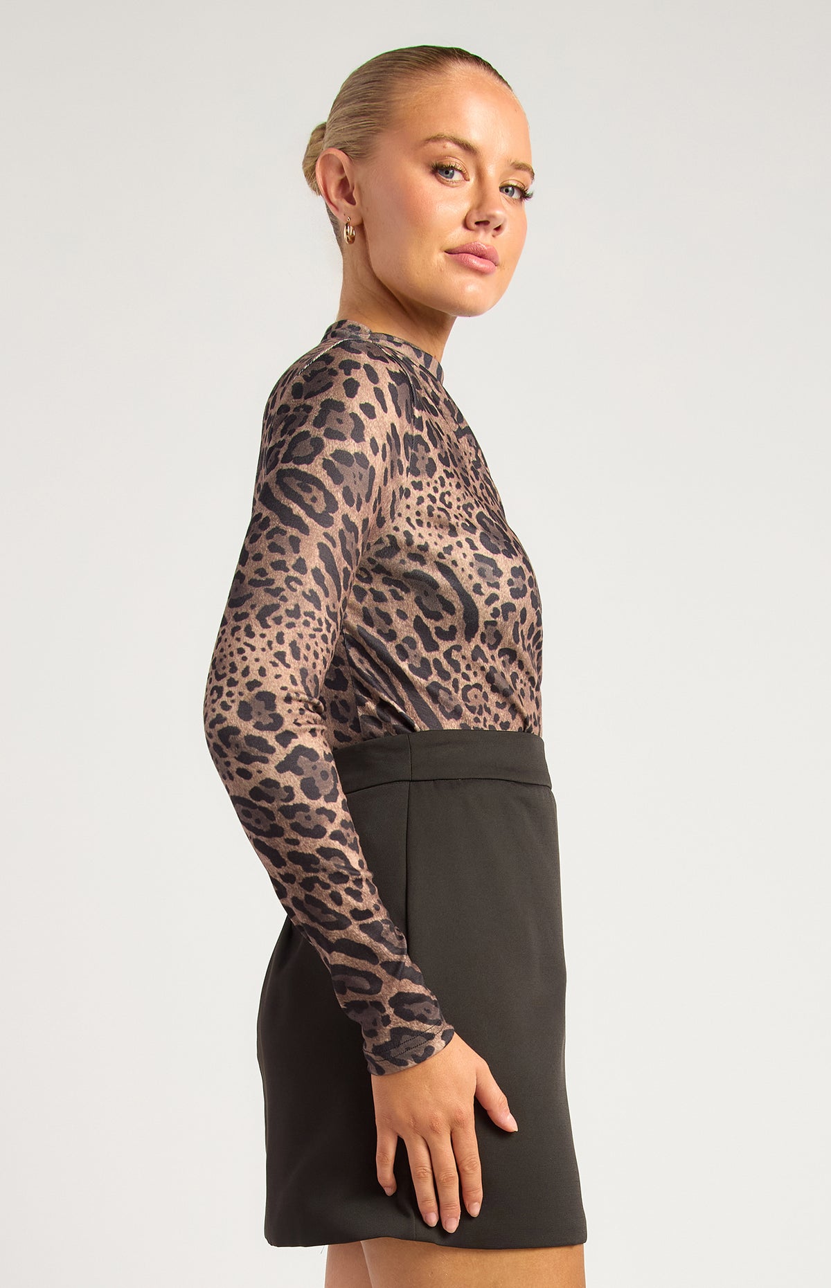 Jordin Long Sleeve Top - Leopard
