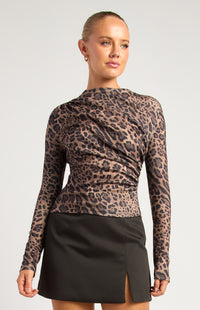 Jordin Long Sleeve Top - Leopard