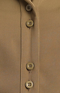 Province Long Sleeve Satin Shirt - Olive