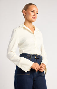 Province Long Sleeve Satin Shirt - White