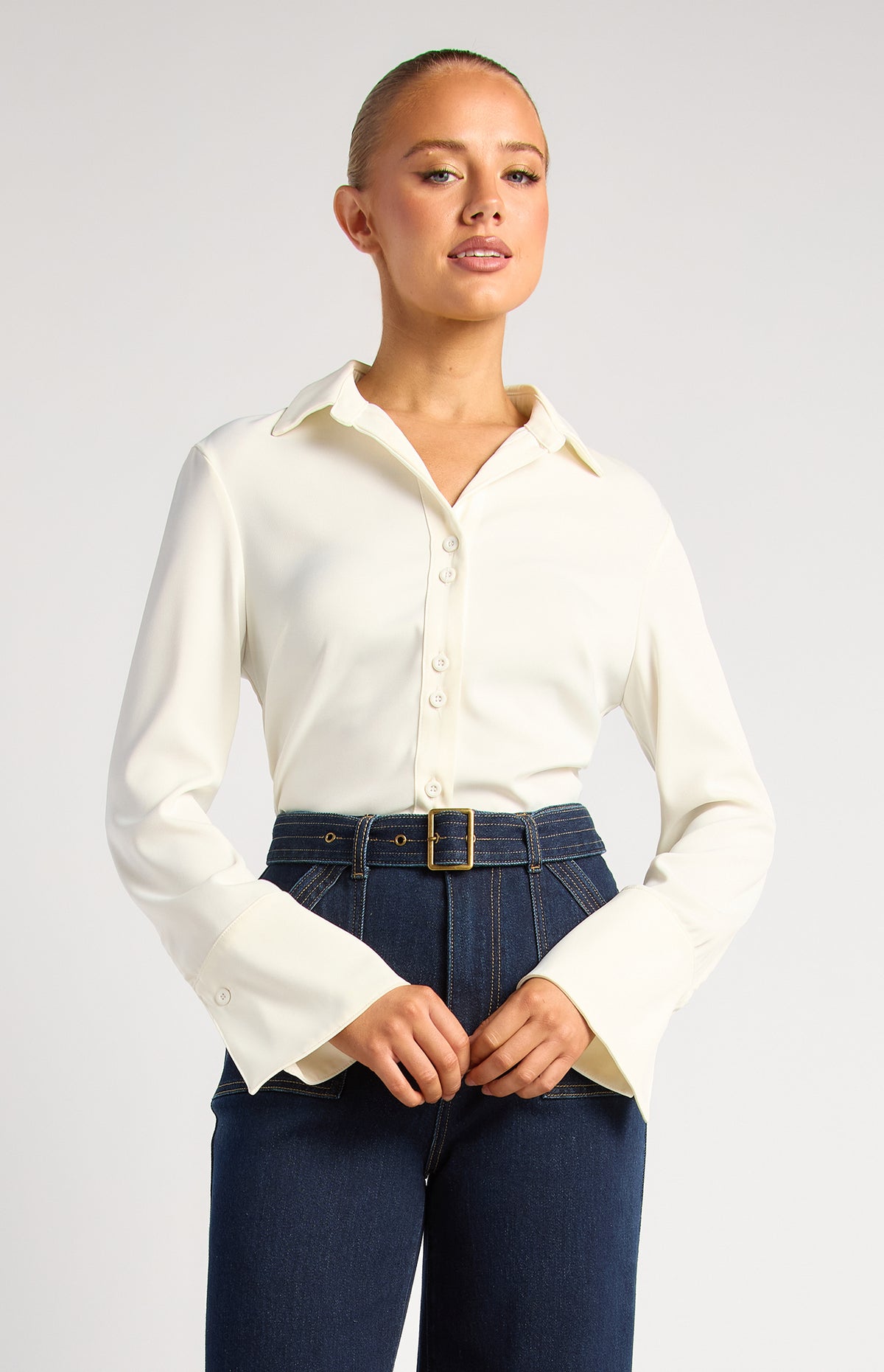 Province Long Sleeve Satin Shirt - White