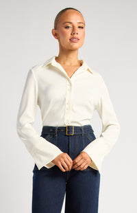 Province Long Sleeve Satin Shirt - White