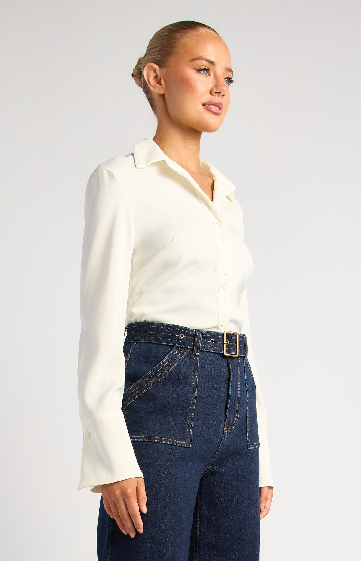 Province Long Sleeve Satin Shirt - White