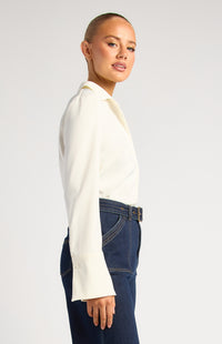 Province Long Sleeve Satin Shirt - White