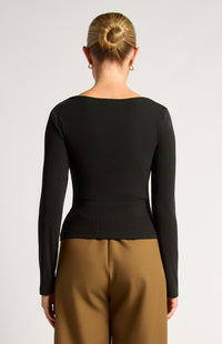 Becci Long Sleeve Top - Black