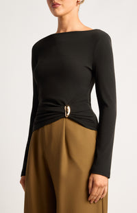 Becci Long Sleeve Top - Black